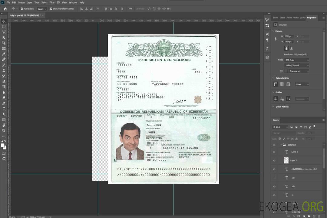 Passeport de l'Ouzbékistan template Passeport de l'Ouzbékistan template